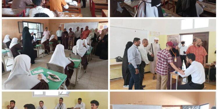 تدشين امتحانات الثانوية العامة بقسميها العلمي والادبي في مديرية صيرة