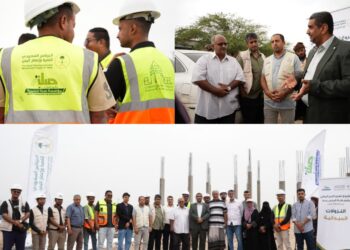 ​فريق مؤسسة المياه وإدارة المشروع يتفقدون سير أعمال مشروع تعزيز الأمن المائي بالطاقة المتجددة بعدن