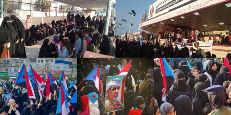 مشهد وطني مهيب في عدن حرائر الجنوب يتصدرن ساحات الاعتصام و يجددن العهد بالمطالبة بإعلان دولة الجنوب العربي