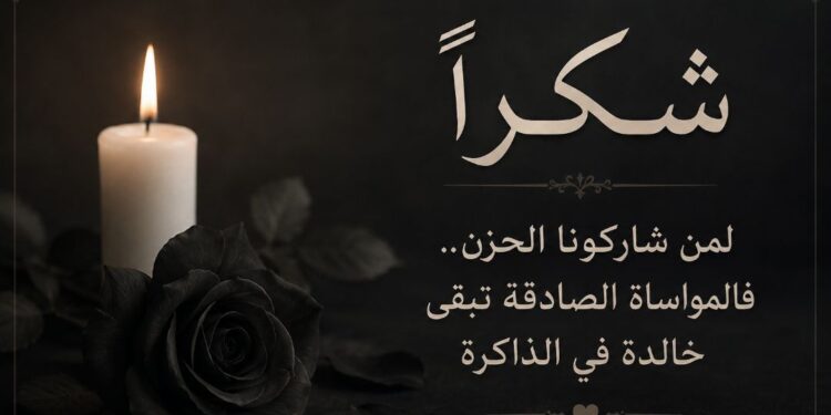 شكراً لمن شاركونا الحزن.. فالمواساة الصادقة تبقى خالدة في الذاكرة شكراً لمن شاركونا الحزن.. فالمواساة الصادقة تبقى خالدة في الذاكرة