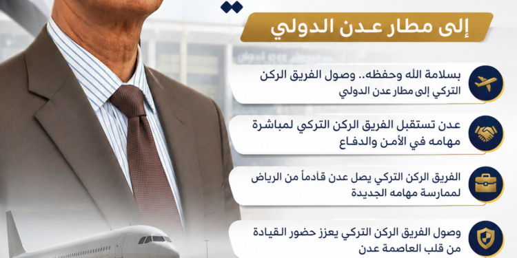بسلامة الله وحفظه.. وصول الفريق الركن/ التركي إلى مطار العاصمة عدن الدولي